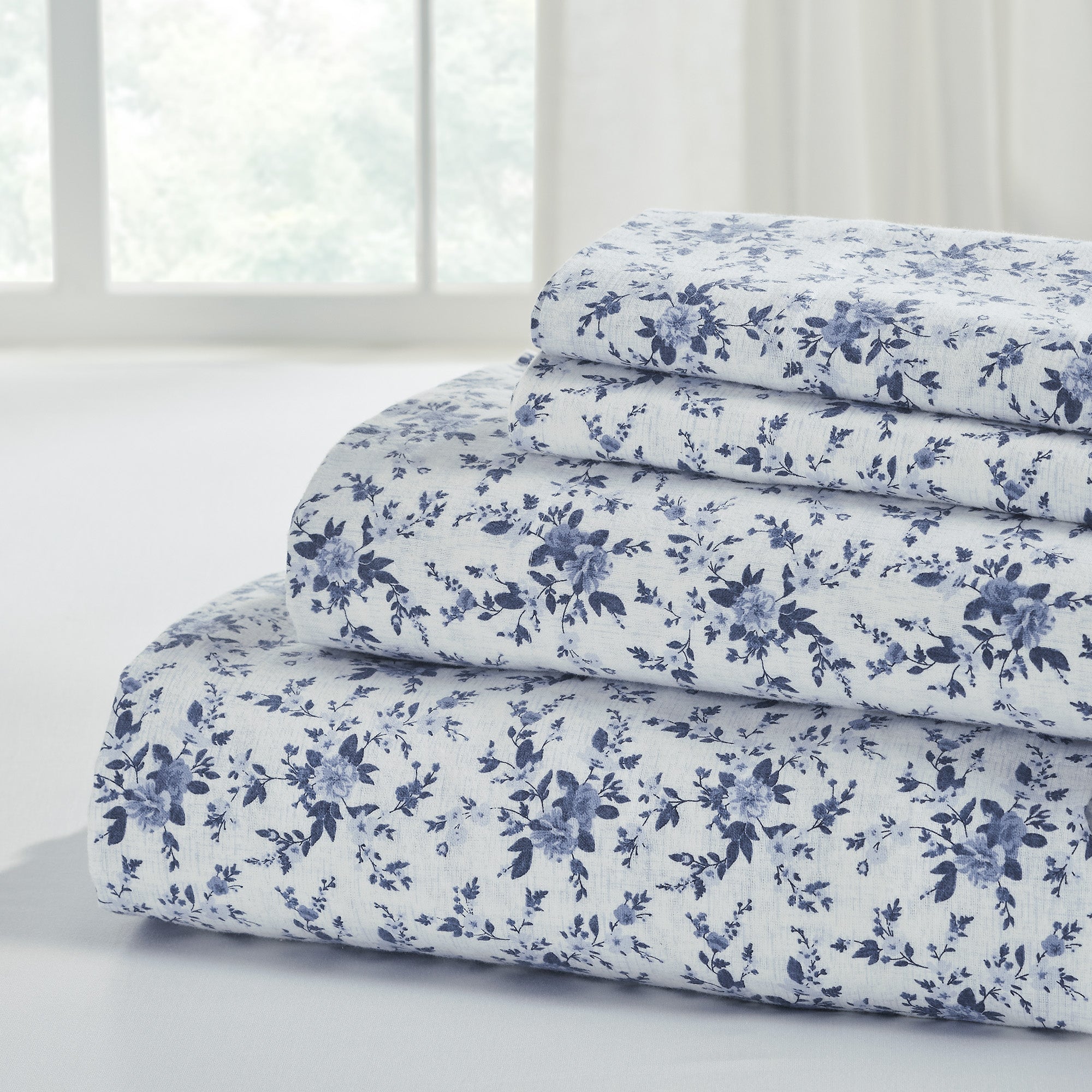 4 Piece 100% Cotton Printed Flannel Sheet Set