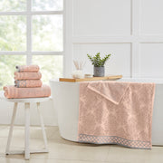 6 Piece Damask Jacquard Towels Set With Embellished Border