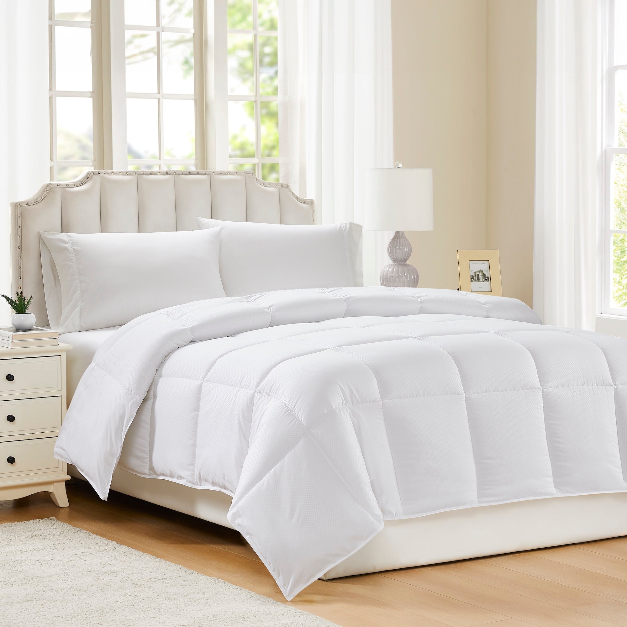 Embossed White Squares Down Alternative Comforter