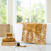 6-Piece Yarn Dyed Jacquard/solid Towel Set