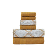 6-Piece Yarn Dyed Jacquard/solid Towel Set