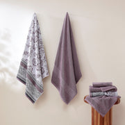 6-Piece Yarn Dyed Jacquard/Solid Towel Set