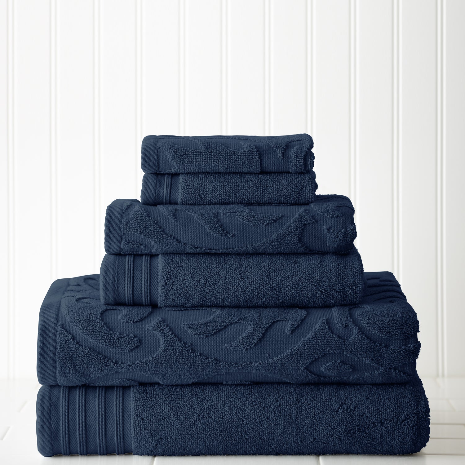 6 piece Jacquard/Solid Towel Set