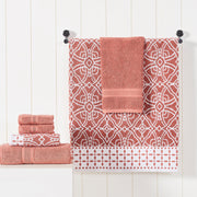 6-Piece Yarn Dyed Jacquard/Solid Towel Set